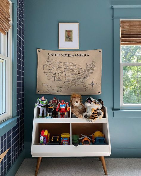 Home Tour: The Goodman House in Virginia – Schoolhouse Goodman House, Rustic Kids Rooms, Map Of The Us, Canvas Banners, Teal Bedroom, Hardie Plank, Maps For Kids, Canvas Banner, Boys Rooms