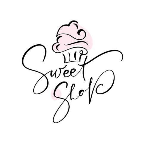 Logo Sweet, Dessert Logo, Shop Vector, Sweet Logo, Candy Logo, Food Logo Design Inspiration, Cupcake Logo, Candy Bar Birthday, Beach Wall Collage