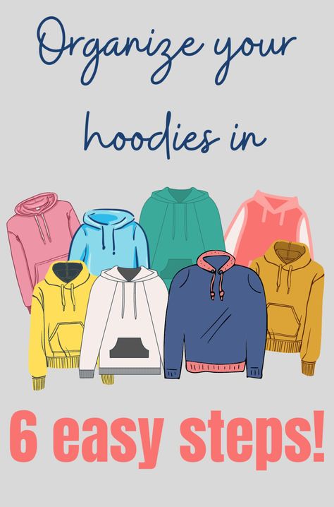 In this "how to fold a hoodie" tutorial I show you how to neatly fold a hoodie while keeping the logo or picture visible! How To Organize And Store Hoodies, Hooded Sweatshirt Organization Ideas, Best Way To Organize Sweatshirts, Hoody Storage, Storage For Hoodies, Hoodie Closet Organization, Hoodie Hanging Ideas, Hanging Hoodies In Closet, How To Organize Hoodies