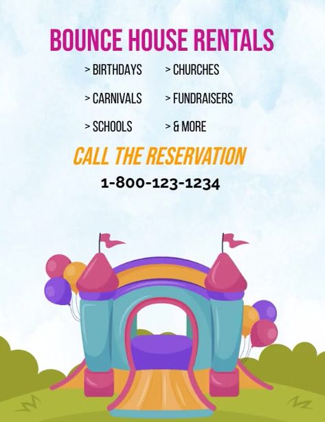 Bounce House Rental Flyer, Bounce House Rentals Business, Party Rentals Business, Kids Party Rentals, Snapchat Streaks, Bounce House Rentals, Social Media Posting Schedule, Bouncy House, Social Media Schedule