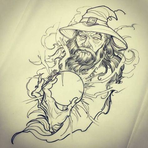 Wizard Drawings, Wizard Tattoo, Baby Memorial, Witch Tattoo, Tattoo Zeichnungen, Fantasy Tattoos, Sketch Tattoo Design, Memorial Tattoos, Tattoo Art Drawings