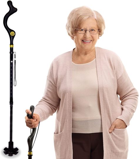 Amazon.com: Campbell Posture Cane for Men & Women - Walking Canes for Seniors, Folding Cane, Walking Stick Made w/Heavy-Duty Aluminum, Ergonomic Campbell Handle, Rubber Traction Tip, Elderly Assistance Products : Health & Household Folding Cane, Walking Canes, Walking Stick, Walking Sticks, Heavy Duty, Walking, Men And Women, For Men, Black