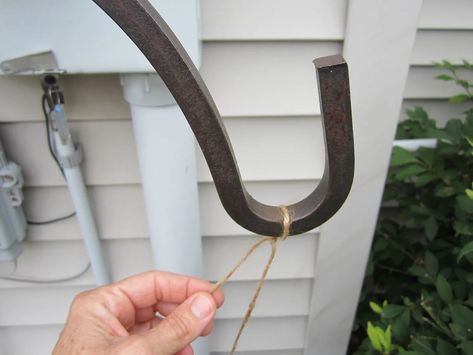 Repurpose a Shepherd’s Hook for Small Space Gardening | My Urban Garden Oasis House With Plants, Diy Trellis, Pole Beans, Outdoor Chandelier, Shepherds Hook, S Hook, Garden Oasis, Small Space Gardening, Beautiful Backyards