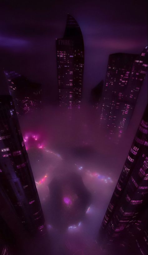 Purple City, Neon Noir, Purple Vibe, City At Night, Cyberpunk Aesthetic, Cyberpunk City, Vaporwave Aesthetic, Album Cover Design, Futuristic City