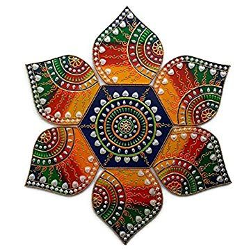 Decorative Plaques - Multi Design Wooden Rangoli for Diwali or Christmas Decoration - 7 Piece Wall, Floor or Table Decoration: Amazon.co.uk: Handmade Rangoli For Diwali, Design Rangoli, Thali Decoration Ideas, Acrylic Rangoli, Family Home Decor, Diwali Decoration Items, Cold Porcelain Flowers, Decorative Plaques, Indian Rangoli