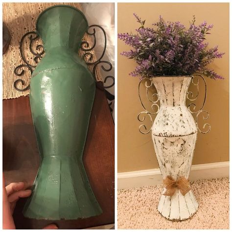 Vase Makeover Diy, Vase Makeover, Decorating Terra Cotta Pots, Farmhouse Gallery Wall, Wooden Vases, Thrift Store Makeover, Gorgeous Farmhouse, Mirror Makeover, Diy Shiplap