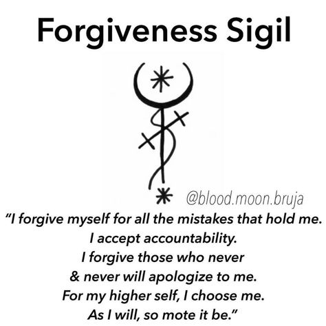 Forgiveness Sigil, Forgiveness Tattoo, Witchcraft Tips, Baddie Tattoos, Witchy Tattoos, Tattoo Symbols, Magick Symbols, Sigil Tattoo, Knot Tattoo