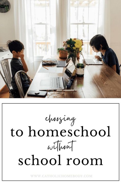 Here are the pros and cons of having a homeschool room versus not having a homeschool room. I started to think about why I homeschooled and how I wanted our homeschool to be like. That is when I moved all our homeschool stuff out of the basement and homeschool without a schoolroom. Homeschool In The Dining Room, Homeschool In Dining Room, Living Room Homeschool, Homeschool Living Room, Dining Room Homeschool Space, Room Minimal, Dining Room And Living Room, Homeschool Room, Walkout Basement