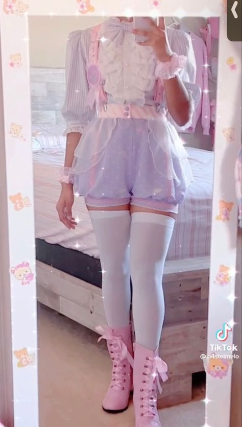 Dreamy Core Outfits, Candycore Clothes, Candy Clothes Aesthetic, Pink Clowncore Outfit, Medicalcore Outfit, Sleepycore Outfits, Bunnycore Outfits, Kawaii Mens Fashion, Magical Girl Aesthetic Outfit