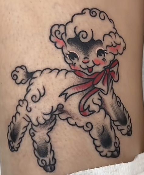 Vintage Kitsch Tattoo, Rushton Doll Tattoo, Rushton Tattoo, Gingerbread Man Tattoo, Cute Sheep Tattoo, Nature Sleeves, Circus Tattoos, Quirky Tattoos, Dopamine Tattoo