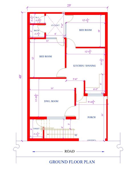 25 by 40 feet house plan 30x50 House Plans, South Facing House, Budget House Plans, North Facing House, 20x40 House Plans, 30x40 House Plans, House Plans Ideas, 2bhk House Plan, Dog House Plans