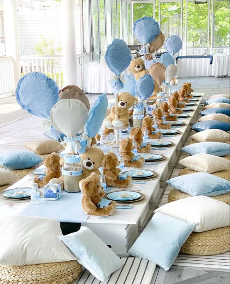 Small Baby Shower Ideas, Teddy Bear Baby Shower Theme, Picnic Baby Showers, Classy Baby Shower, Bear Baby Shower Theme, Idee Babyshower, Teddy Bear Party, Baby Boy 1st Birthday Party, Baby Shower Theme Decorations