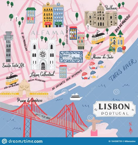 Street Plan, Lisbon Map, Lisbon Portugal Travel, Portugal Map, Portugal Vacation, King Charles Dog, Lisbon Travel, Visit Portugal, Hand Drawn Lettering