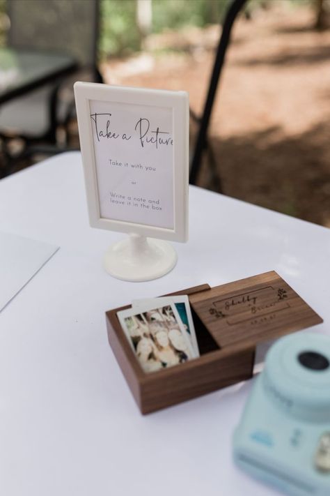 Guests had the option of keeping the photos from the polaroid guestbook or packing up in this little wood box for the couple to have. Polaroid Wedding Guest Book, Polaroid Wedding, Lake Summer, Grand Lake, Card Box Wedding, Create Memories, Wood Box, Wedding Guest Book, Card Box