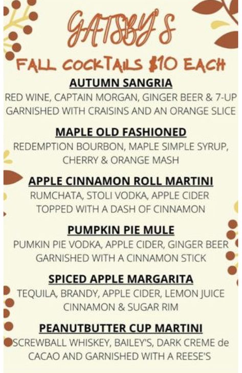 Weekly Drink Specials Ideas, Drinks For Thanksgiving Alcoholic, Fall Alcoholic Drinks For A Party, Fall Cocktails Vodka, Stoli Vodka, Fall Cocktails Recipes, Yummy Alcoholic Drinks, Drink Specials, Fall Cocktails