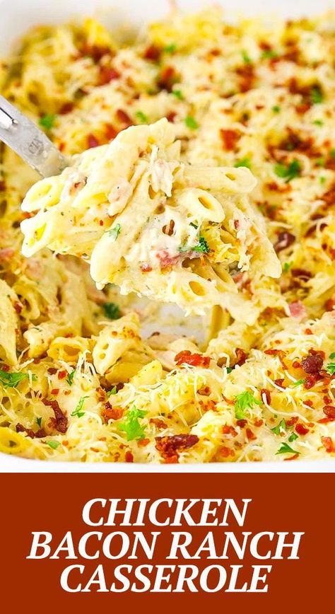 Chicken Bacon Ranch Casserole Freezer Meal, Chicken Bacon Ranch Recipes Easy Dinners, Creamy Bacon Ranch Chicken, Chicken Bacon Ranch Oven, Ranch Seasoning Mix Recipes Dinners, Chicken Bacon Pasta Casserole, Easy Dinner Entrees, Chicken Bacon Ranch Casserole Recipes, Chicken Bacon Ranch Enchiladas