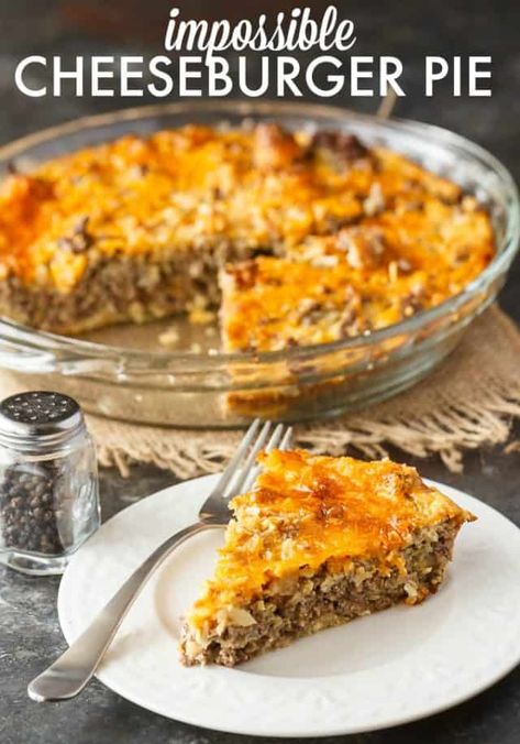 Impossible Cheeseburger Pie - Simply Stacie Impossible Cheeseburger Pie, Impossible Cheeseburger, Cheeseburger Pie, Bisquick Recipes, Beef Casserole Recipes, Tater Tots, Beef Recipes Easy, Easy Casserole Recipes, Beef Casserole