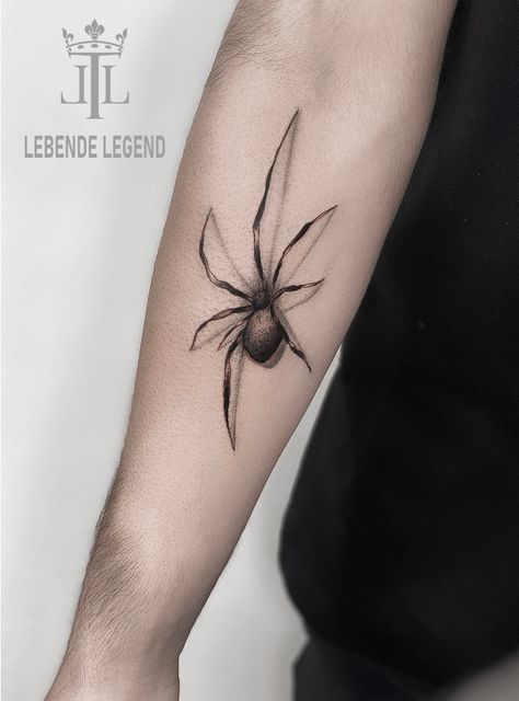 Spider Realistic Tattoo, Spider Tattoo Realism, Fine Line Spider Tattoo, Realistic Spider Tattoo, Spider Tattoo Design, Tattoo Spider, Switzerland Bern, Ace Tattoo, Real Spiders