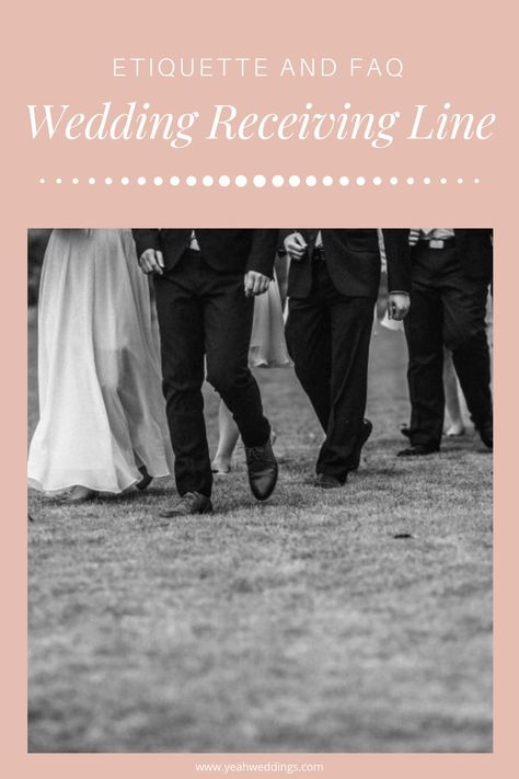 Where should you set it up? Who usually stands in the line? How does everything all work out? Well, fret not. Here is our ultimate guide to wedding receiving line etiquette and best practices. Read on to find out all the details pertaining this crucial part of your wedding day! #weddingline #weddingtips #weddingceremony #weddingreception #weddingquestions Wedding Lineup Order, Receiving Line Wedding Ideas, Receiving Line Wedding, Wedding Line Up, Wedding Line Up Order, Lynea D’aprix Account Wedding, Wedding Tipping Guide Etiquette, Wedding Receiving Line, Wedding Don'ts Tips