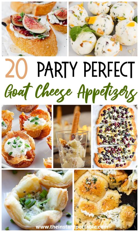 Are you looking for the perfect appetizer to start your next dinner party or family gathering? If so, goat cheese appetizers are the answer. Check out these goat cheese recipes New Years Eve Apps Appetizers, Appetizers With Goat Cheese Appetizer Ideas, Goat Cheese And Date Appetizer, Fancy Cheese Appetizers, Appetizer Recipes Goat Cheese, Goat Cheese Wonton Appetizers, Snacks With Goat Cheese, Goat Cheese Appetizers For Party, Goat Cheese Balls Recipes