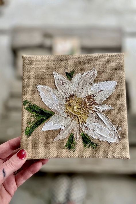 moved some paint around on burlap canves, not the easiest thing but I wanted to try it out Painting On Burlap Canvas, Paint On Burlap, Painting On Burlap, Burlap Canvas Art, What To Paint, Burlap Canvas, Diy Burlap, Oil Painting Abstract, Floral Painting