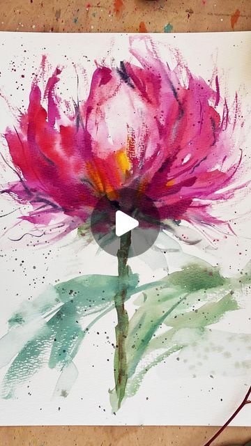 Watercolour Floral Cards, Mary Wu, Quick Watercolor, Easy Abstract Art, Abstract Watercolor Flower, Watercolour Techniques, Loose Watercolor Flowers, Watercolor Beginner, Abstract Floral Paintings