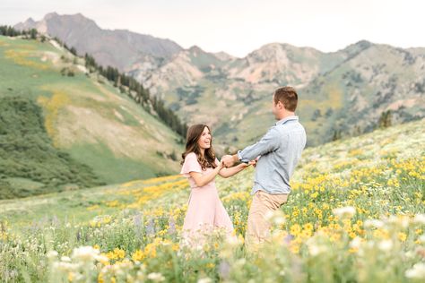 Tasha Rose Photography || Albion Basin Wildflowers || Blush pink dress || Salt Lake City, Utah || Utah Engagement Photographer Mountain Engagement Shoot, Albion Basin, Spring Engagement Photos, Mountain Engagement Photos, Mountain Engagement Session, Summer Engagement Photos, Photo Shoot Location, Photographs Ideas, Online Photography