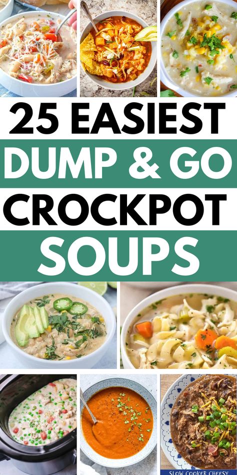 dump soup recipes crockpot meals Cheap Soup Recipes Crock Pots, Crockpot Dumpling Soup, Crockpot Recipes When Sick, Crockpot Soup Recipes Easy Comfort Foods, Quick Soups To Make, Freezer Crockpot Soups, Dump Soup Recipes Crockpot Meals, Crockpot Easy Soup, Freezer Soups Make Ahead Crockpot