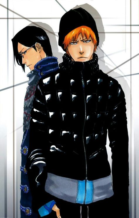 Ichigo and Uryu Ishida Uryuu, Ichigo Kurosaki Wallpaper, Ichigo Manga, Bleach Funny, Byakuya Kuchiki, Bleach Anime Art, Kurosaki Ichigo, Bleach Fanart, Halcyon Days