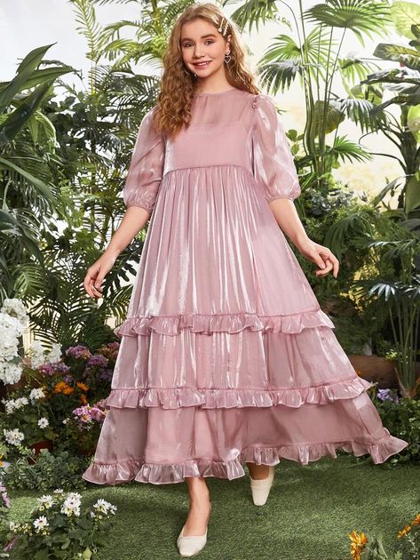 Ruffle Frock For Women, Long Frocks For Kids, Pakistan Dress, Layered Ruffle Dress, Girls Clothes Patterns, Womens Trendy Dresses, Chic Maxi Dresses, Frock For Women, Lace Dress Styles