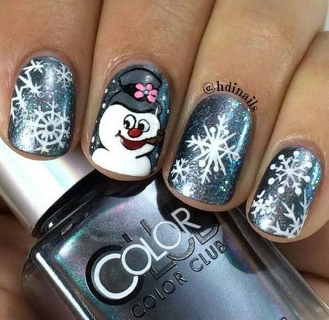 Snowman Nail Art, Christmas Winter Nails, Christmas Nails Diy, Snowman Nails, Holiday Nails Winter, Xmas Nail Art, Neat Nails, Xmas Nail, Fingernail Art