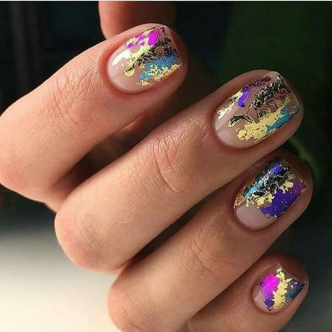 #nails #nailart Fall Fingernails, Fingernails Painted, Reverse French, French Manicures, Foil Nail Art, Nagellack Trends, Colorful Nail, New Nail Designs, Her Nails