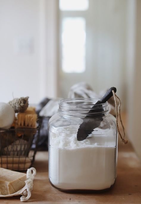 Natural + Low-waste Laundry Routine — simply living well Holistic Cleaning, Sustainable Laundry, Laundry Detergent Recipe, Mason Jar Storage, Simple Cottage, Chemical Free Cleaning, Laundry Routine, Eco Friendly Cleaning Products, Homemade Laundry Detergent