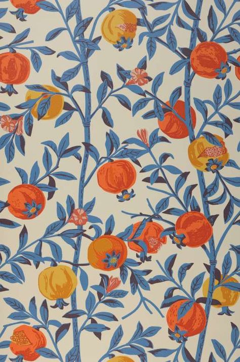 Botanical wallpaper | The calming power of plants & nature Papaya Art, Hallway Wallpaper, Painter And Decorator, Fruit Wallpaper, Orange Wallpaper, Botanical Wallpaper, Wallpaper Pattern, Orange Pattern, Paper Wallpaper