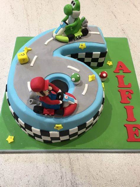 Mario Kart Birthday Cake, Cake Mario, Mario Kart Birthday, Mario Kart Cake, Mario Birthday Cake, Mario Bros Birthday, Mario Bros Party, Paper Mario, Mario Birthday