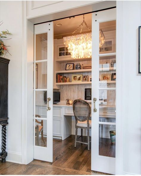 Tiny Home Office, Home Office Closet, Legend Homes, Tiny Office, Large Office, Closet Office, Transitional Decor Kitchen, Small Home Offices, Office Nook