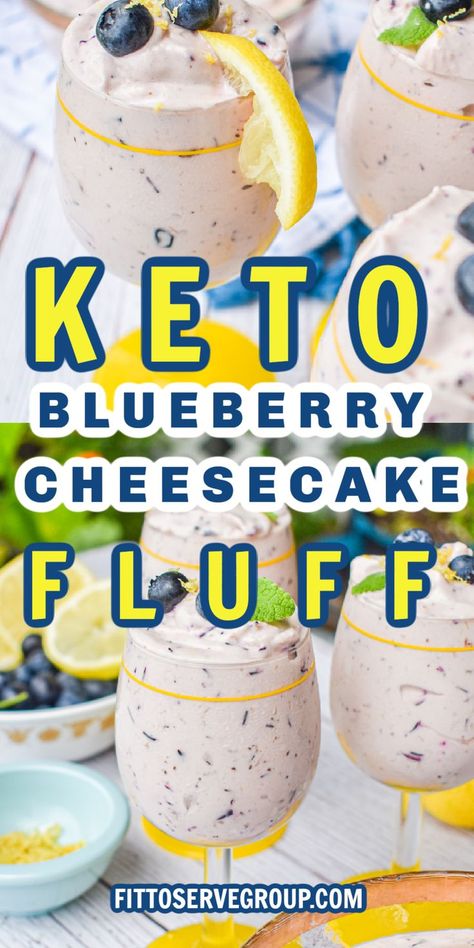 Cheesecake Fluff Low Carb, Keto Frozen Blueberry Recipes, Blueberry Cheesecake Keto, Keto Blueberries Recipes, Keto Recipes With Blueberries, Keto Blueberry Cheesecake Muffins, Keto Blueberry Cheesecake Recipes, Keto Blueberry Dessert Recipes, Keto Cheesecake Fluff Recipes