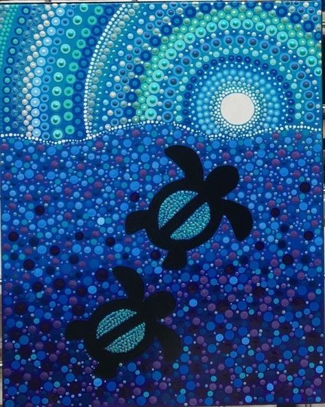 Mandala On Canvas, Aboriginal Dot Painting, Indigenous Australian Art, Aboriginal Dot Art, Sea Turtle Art, Mandala Canvas, Trash Art, Mandala Rocks, Turtle Art