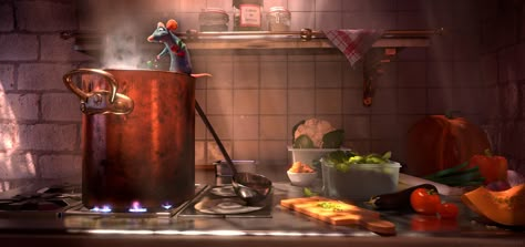 Ratatouille Wallpaper Desktop, Ratatouille Film, Ratatouille Movie, Ratatouille Disney, Lighting Study, Cooking Movies, Interior Concept Art, Kitchen View, 1920x1200 Wallpaper