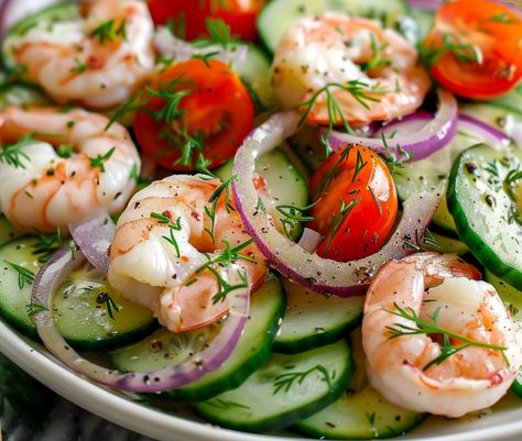 Creamy Cucumber Shrimp Salad – Chloe foods Shrimp And Cucumber Recipes, Shrimp Salad With Dill, Creamy Cucumber And Shrimp Salad, Creamy Cucumber Shrimp Salad, Imitatation Crab Cucumber Salad Recipe, Cucumber Tomato Salad With Shrimp, Cucumber Shrimp, Creamed Cucumbers, Salmon And Shrimp