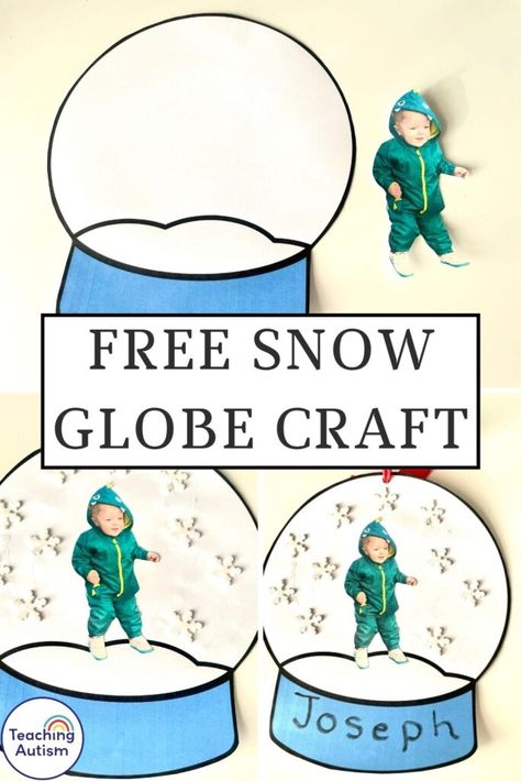 This free snow globe craft makes a beautiful keepsake to send home to student’s families at Christmas time. I’ve included the template as a free download for you below, as well as some instructions. Winter Snow Globe Craft, Snow Globe Template, Christmas Snow Globe Craft, Snow Globe Craft, Winter Snow Globe, Snow Crafts, Snow Globe Crafts, Globe Crafts, Christmas Card Art