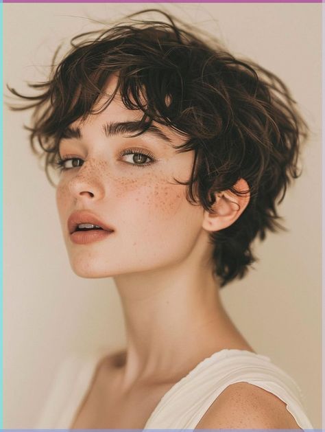 Wavy Pixie Haircut, Wavy Pixie Cut, Wavy Pixie, Really Short Hair, Short Curly Haircuts, Hair Inspiration Short, Curly Haircuts, Haircuts For Curly Hair, Long Pixie