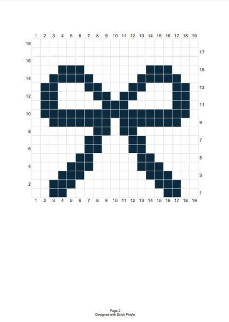 Crochet Projects Coquette, Free Pattern Crochet Beanie, Bow Cross Stitch Pattern, Pixel Art Crochet Bag, Bow Grid Pattern, Knit Bow Pattern, Bow Knitting Pattern, Small Pixel Pattern, Bow Alpha Pattern