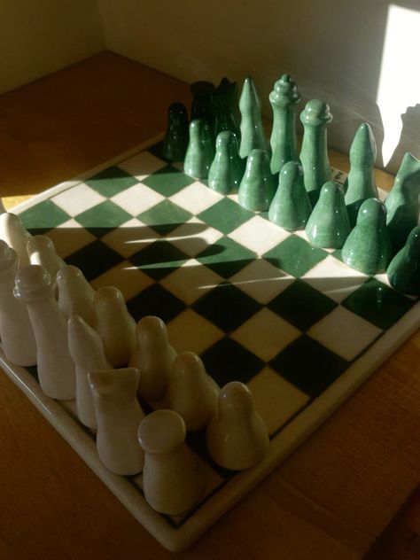 Tile Chess Board, How To Make A Chess Board, Cute Chess Board, Ceramic Chess Pieces, Aesthetic Chess Board, Clay Chess Board, Clay Chess Pieces, Ceramic Chess Board, Chess Board Aesthetic