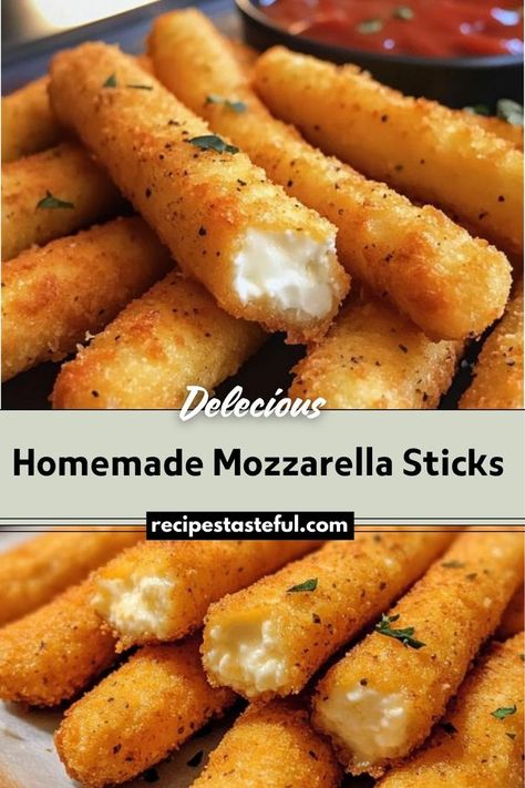 Crispy on the outside and gooey on the inside, these homemade mozzarella sticks are a delightful snack or appetizer. Whether you choose to fry, bake, or air fry them, they offer a deliciously cheesy experience with a flavorful crunch, perfect for dipping in marinara sauce. Baked Mozzarella Sticks, Homemade Mozzarella Sticks, Homemade Mozzarella, Fry Bake, Traditional Thanksgiving Recipes, Cheesy Snack, Spicy Aioli, Vegetarian Italian, Easy Thanksgiving Recipes