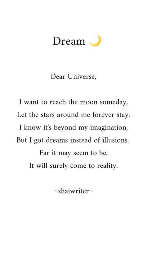 We all can dream #quotes #quote #inspiration #motivation #poetry #dream #goals #cute #message #letter Motivation Poetry, Cute Message, Dream Goals, Quote Inspiration, Dream Quotes, A Word, The Universe, Dream Life, I Know