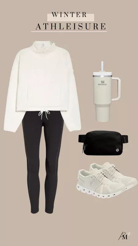 White On Cloud Shoes Outfit, White Running Shoes Outfit, On Cloud Outfit, On Cloud Shoes Outfit, Alo Outfit, On Cloud Shoes, Fitness Wardrobe, Lululemon Belt Bag, Athleisure Winter