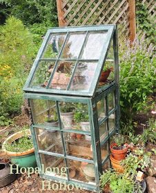 Diy Mini Greenhouse Outdoor, Greenhouse Out Of Old Windows, Mini Greenhouse Ideas, Small Green House, Bottle Cabinet, Old Window Greenhouse, Outdoor Window Decor, Window Greenhouse, Diy Greenhouse Plans