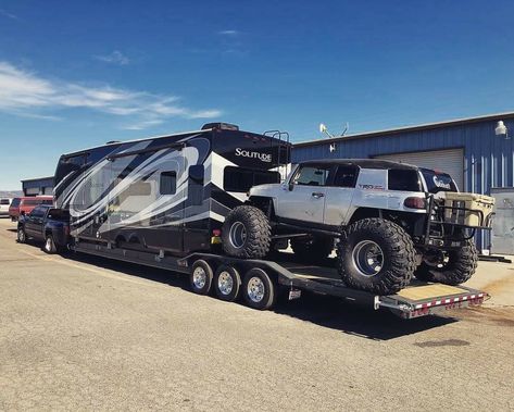 Toy Hauler Trailers, Toy Hauler Camper, Car Hauler, Luxury Motorhomes, Custom Trailers, Expedition Truck, Overland Vehicles, Toyota Trucks, Expedition Vehicle