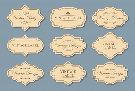 Retro craft labels set | Free Vector #Freepik #freevector #frame #wedding #vintage #sale Antique Logo, Gold Logo Design, Scrapbook Vintage, Retro Crafts, Vintage Banner, Craft Label, Etiquette Vintage, Luxury Logo Design, Logo Name